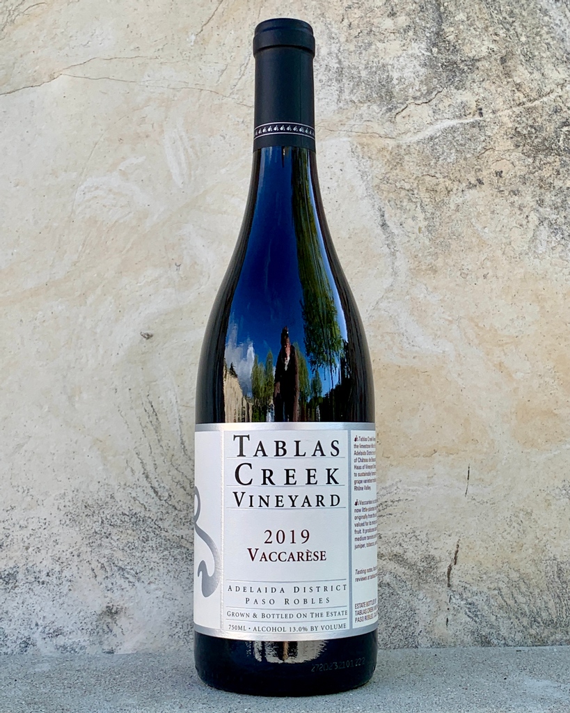 Vaccarese 2019 bottle against limestone wall Vaccarese 2019 bottle against limestone wall