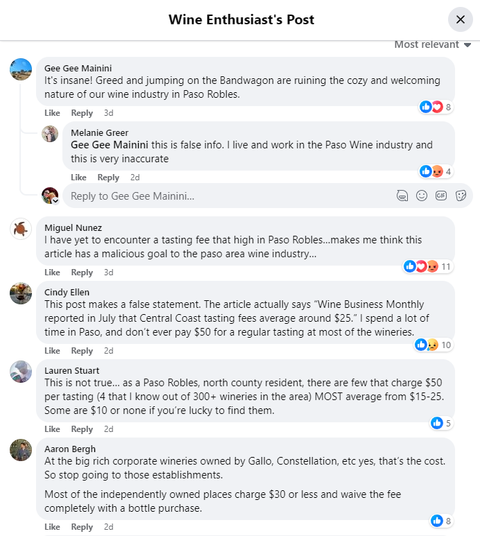 WE FB Paso Robles Comments WE FB Paso Robles Comments