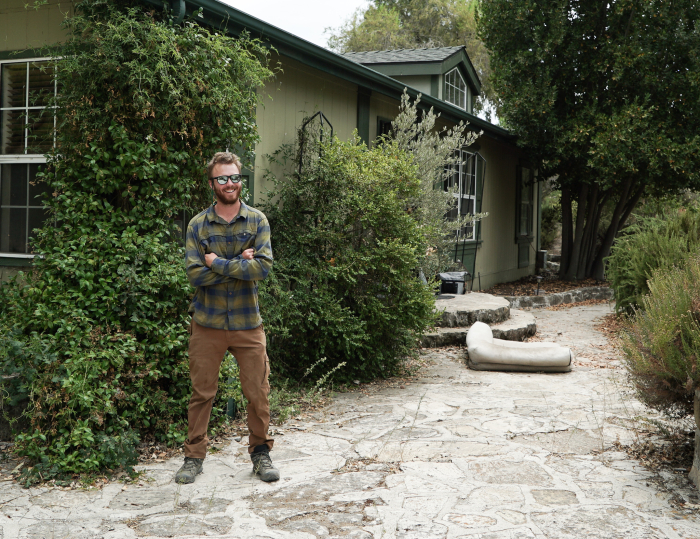 Austin by his house Austin by his house