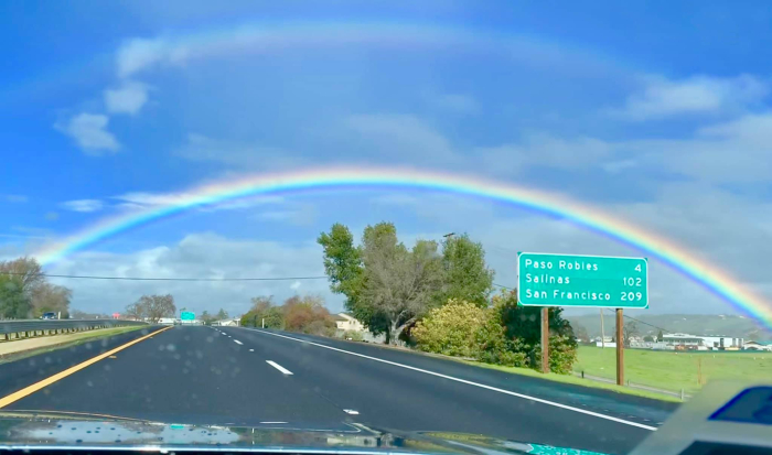 Rainbow over Paso Robles sign Rainbow over Paso Robles sign