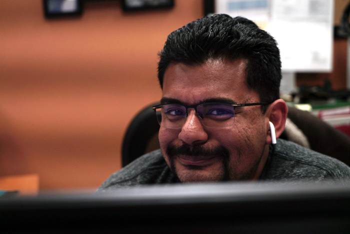 Eddie Garcia at Tablas Creek at his desk Eddie Garcia at Tablas Creek at his desk