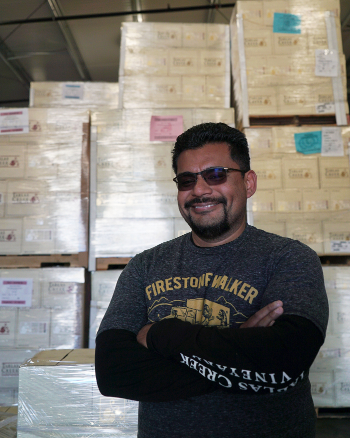 Eddie Garcia at Tablas Creek storage Eddie Garcia at Tablas Creek storage