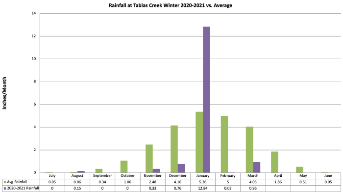 Winter Rainfall 2020-21 vs Normal Winter Rainfall 2020-21 vs Normal