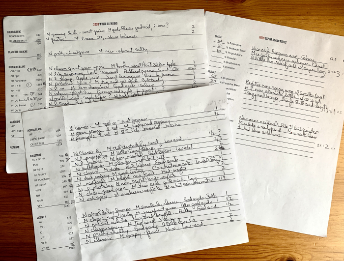 Blending Notes - 2020 Whites