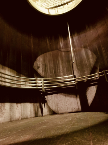 Inside an upright tank Inside an upright tank