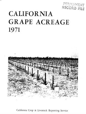 1971 California Grape Acreage Report Cover 1971 California Grape Acreage Report Cover