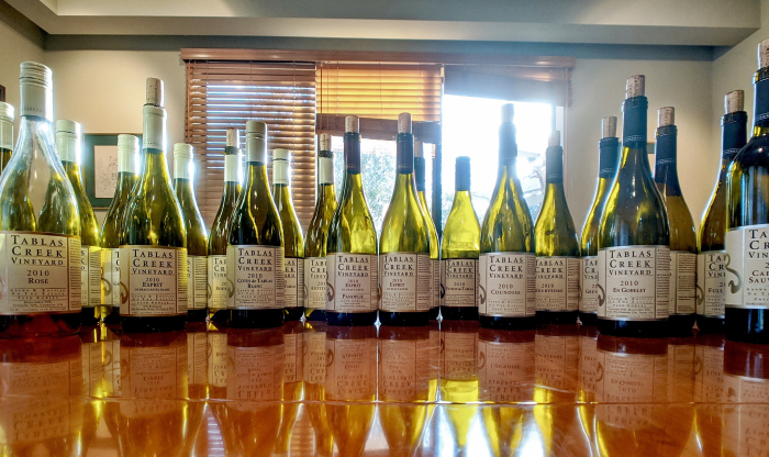 Lineup of all Tablas Creek wines from 2010 Lineup of all Tablas Creek wines from 2010