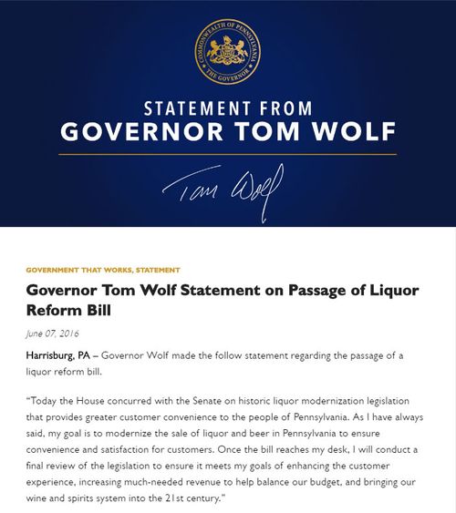 Tom Wolf Statement Tom Wolf Statement